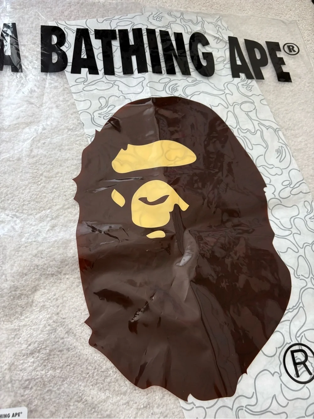 A Bathing Ape BAPE Clear Logo Bag with Brown & Yellow Ape logo - Large